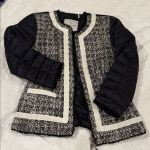 Moncler Tweed front Puffer Jacket w/ grosgrain ribbon Size Small EUC